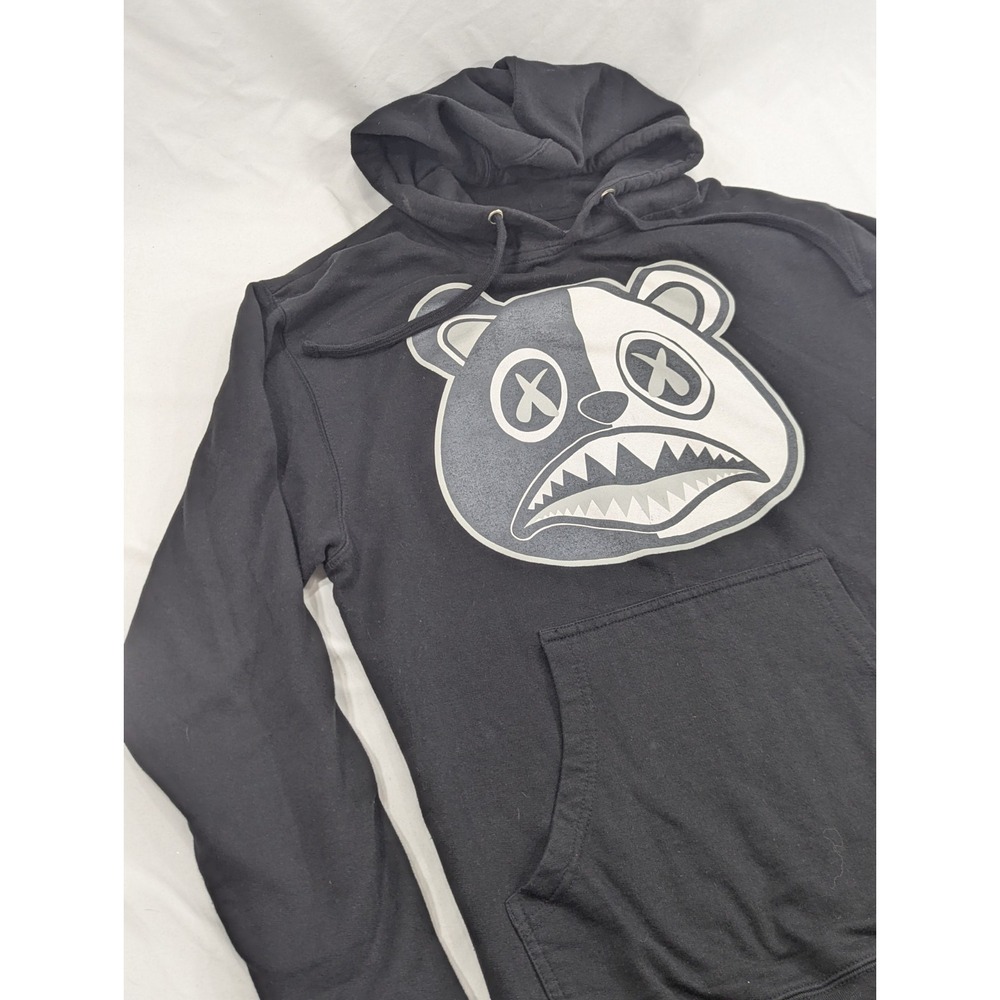 BAWS Logo Pullover Black Hoodie Size Medium Black and Gray‎ Panda Face